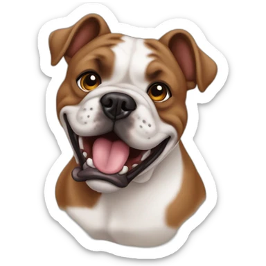 Buldog frances grande, trompa negra, cara marron y orejas marrones paradas, sacando la lengua sticker