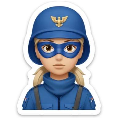 girl soldier with blue mask sticker