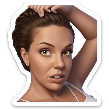 brown haired girl with earrings sticker