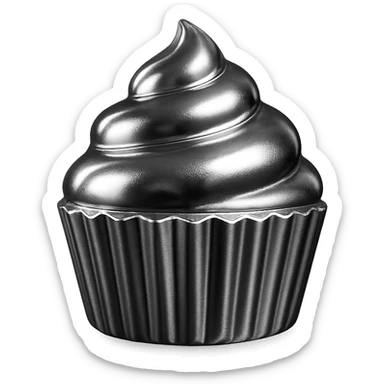 cupcake, shiny metallic finish, reflective highlights sticker