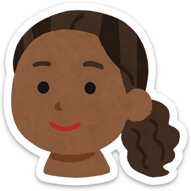 Edit the image in the style of Irasutoya with soft colors, round face, simple features, and a friendly expression. Make Zendaya's skin color darker while keeping the style consistent. No neck visible. Transparent background. sticker