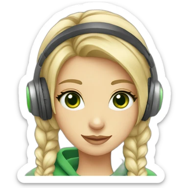 Anastasiia with green eyes with headphones sticker