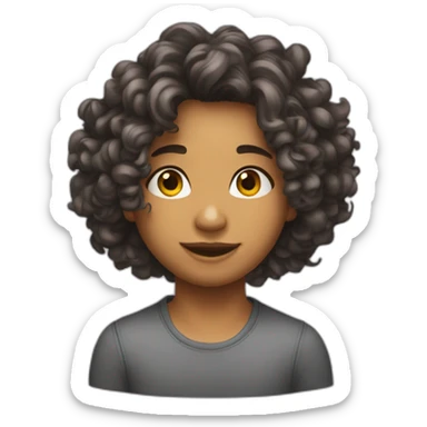 jeune au cheveux bouclé mi long sticker