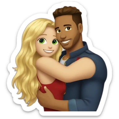 Romeo santos and blond girl green eyes hugging sticker