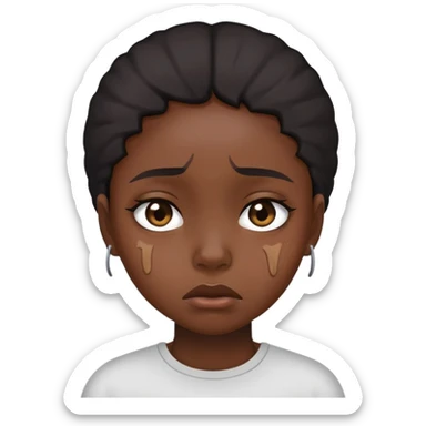 black dark girl super sad tearing up sticker