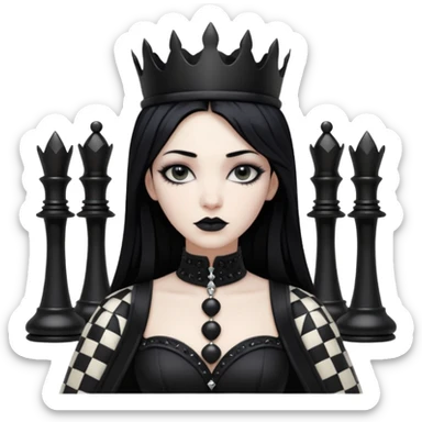 goth black chess queen sticker