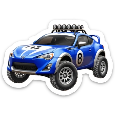 2013 scion fr-s ultramarine off road 4wd monster Baja dessert stadium racer number 86 with large fancy silver wheels  sticker
