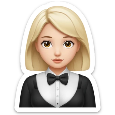 Fat girl with big boobs and white open shirt and bow tie  sticker