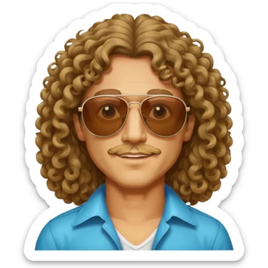 70s 80s men with long curly hair style  sticker