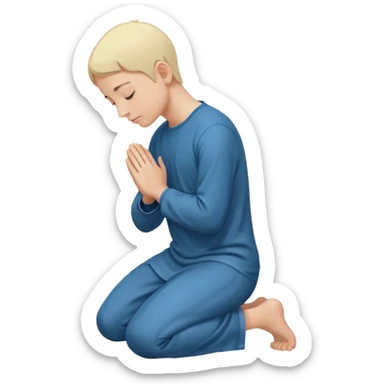 person kneeling and bowing in prayer, simple and clear sticker
