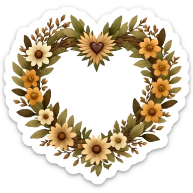 nature wreath heart, boho  sticker