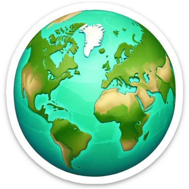 Earth globe with green continents forming a highly stylized, artistic version of the number 812, with exaggerated curves and shapes, iOS emoji style sticker