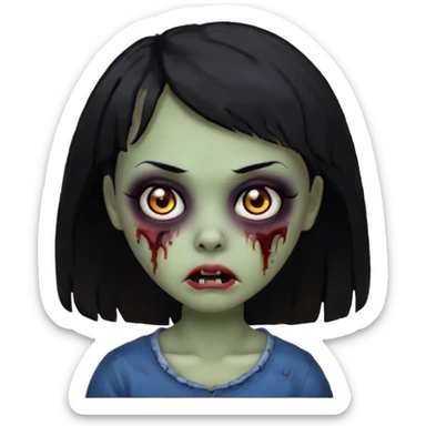 garota zumbi cabelo preto GRANDE, franja, olhos castanhos escuro sticker