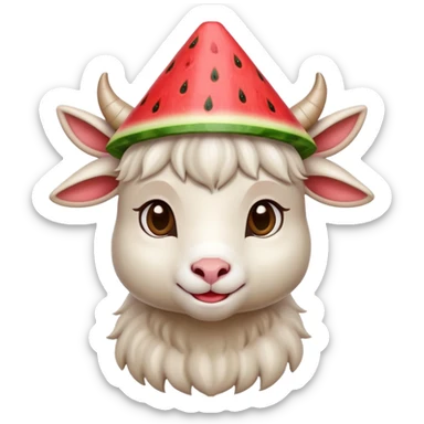 Kid goat wearing watermelon hat sticker