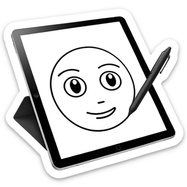 A digital pen drawing layouts on a tablet sticker