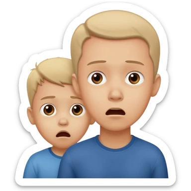 a scared child with a man silhouette behind the back sticker