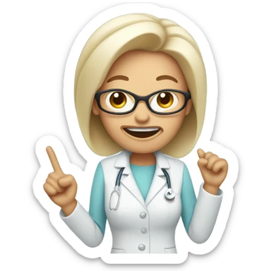 Annoying older female dentist with big head wagging their finger  sticker