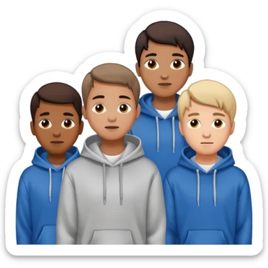 Four young men wearing hoodies sticker