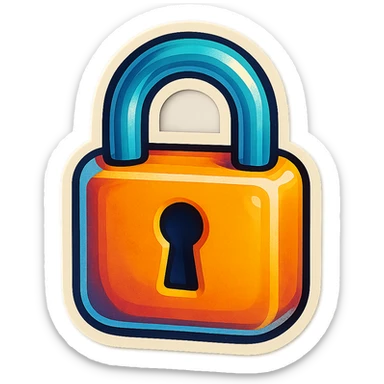 A padlock in retro stickers style, with a vintage design and a retro vibe sticker