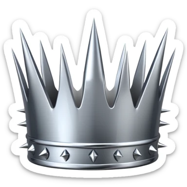 A spiked crown emoji made of silver chrome, sharp yet rounded metallic spikes, glossy reflections, aggressive luxury swag aesthetic, iOS emoji style, centered, clean white background sticker