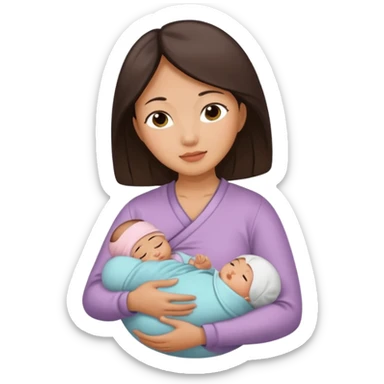 A Chinese mother with her newborn. sticker