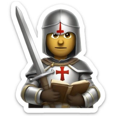 templar soldier holding Bible and sword sticker