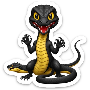 full body of black viper with fangs, front face  sticker