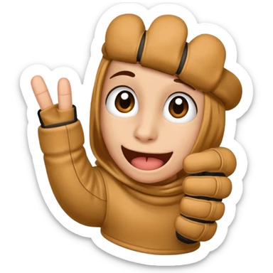 Middle finger emoji wearing fingerless gloves sticker