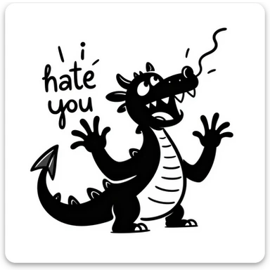 Angry dragon with the text "I hate you" sticker