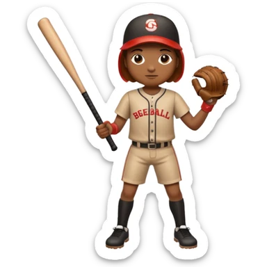 A 🪵 with a face has arms and legs holding a baseball bat  sticker