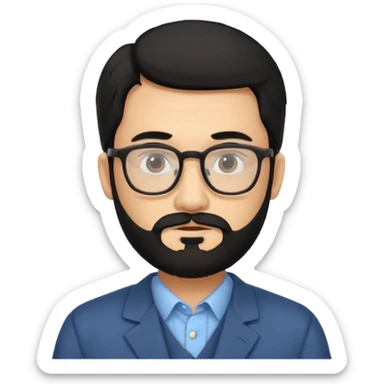 Professor in the la casa de papel TV show, with black hair and beard sticker