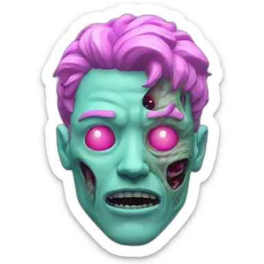 Vaporwave person, half person face half zombie face sticker