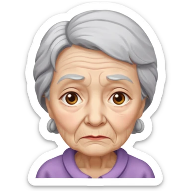 old lady with a sad expression sticker