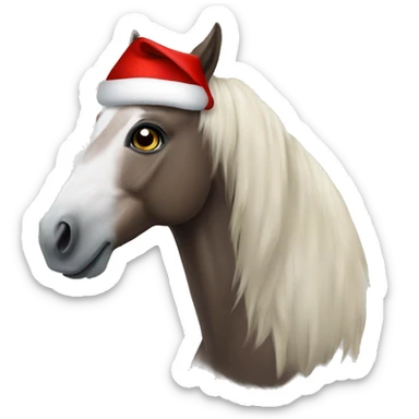 Horse with santa hat sticker