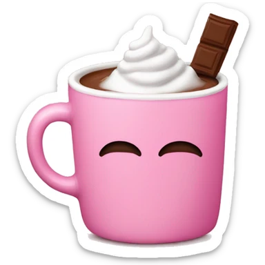 hot chocolate in a pink mug sticker