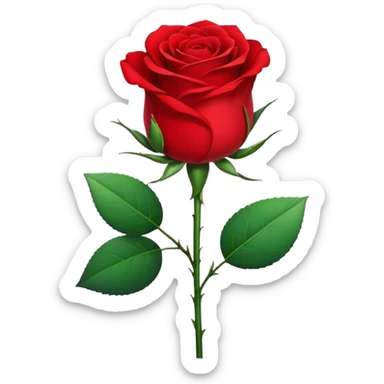 Generate a high-quality image of a single rose flower with stem and leaves, realistic color and shading, smooth gradient colors, no human figures, no facial features, no brand markings, simple white background, high-resolution.
 sticker