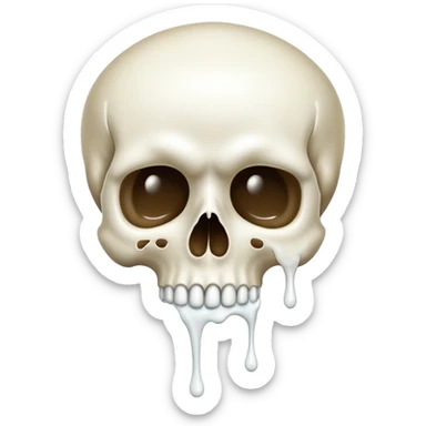 skull emoji with milk dripping out of its mouth sticker