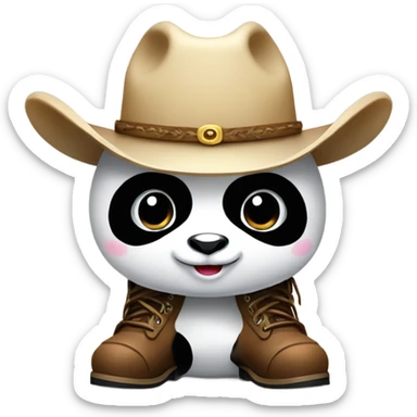 Panda with cowboy boots and cowboy hat  sticker