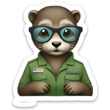 female vet otter with glasses use a macbook sticker