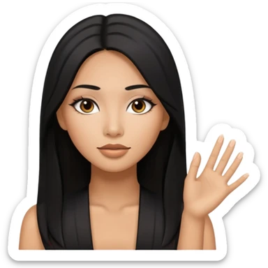 Tan, baddie with Asian and Latina features, long straight black hair, makeup sticker