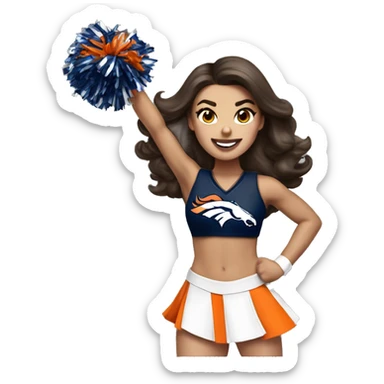 nfl glamourous cheerleader, brunette hair, cheering, Denver broncos  sticker