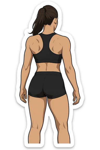 fitness woman di spalle in gym shorts sticker