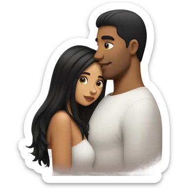 Tan girl with black hair kissing tan man with black hair  sticker