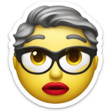 Yellow emoji face with big red lips sticker