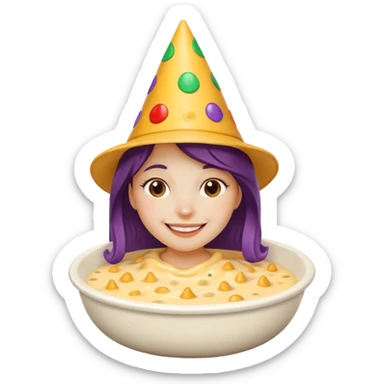 A girl in a bowl of queso  sticker