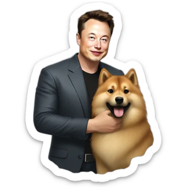 elon musk petting a eurasier sticker