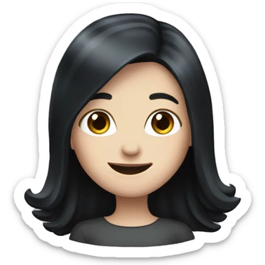 Pale girl with long black hair waving  sticker