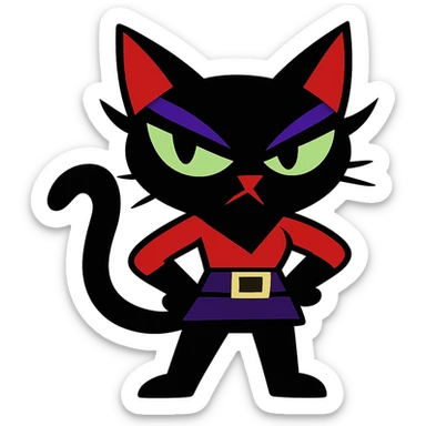 vibrant toon style baddie cat with dramatic eyeliner sticker