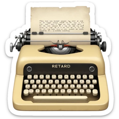 Typewriter with paper that says retard sticker