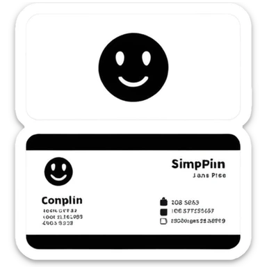 a business card with professional and clean design, white background, black text, simple and modern sticker